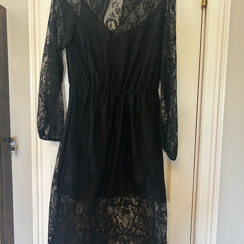 H&M Elegant Black Lace Dress with Built in Slip